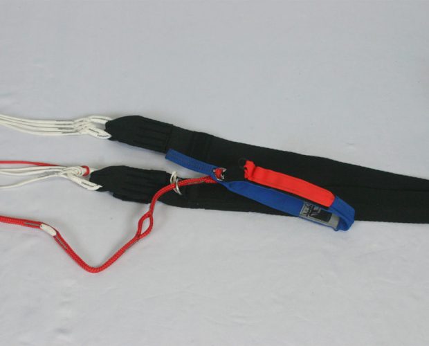 Paraglider risers with red safety handle