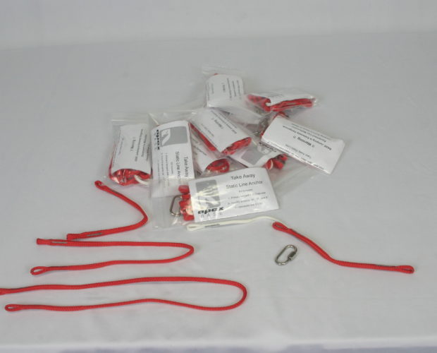Red elastic loop cords and small metal clip